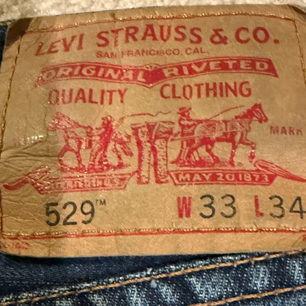 Levi's Dark Blue Low Rise Straight 529 Red Tab Jeans 33x34 - Picture 7 of 8